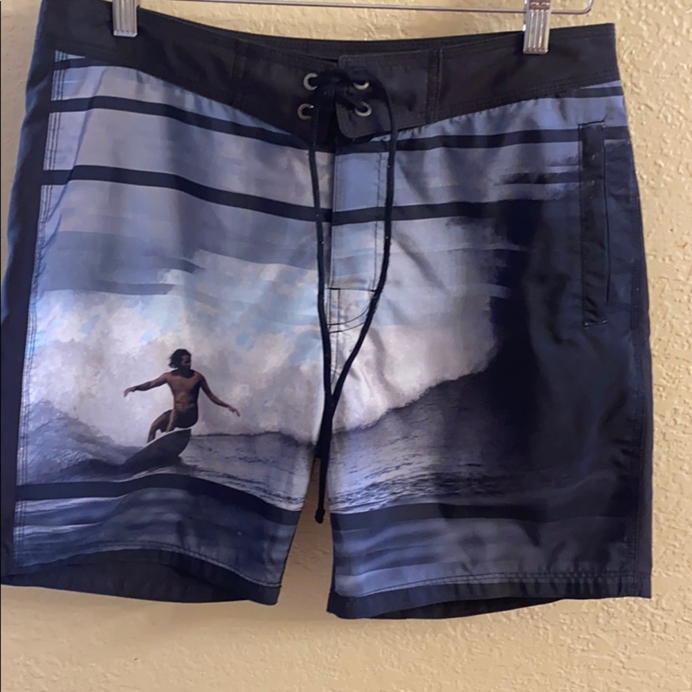 Neil Barrett x Sundek Surf Print Board Shorts Gray Swim Trunks Men's Size 32 - Picture 2 of 8